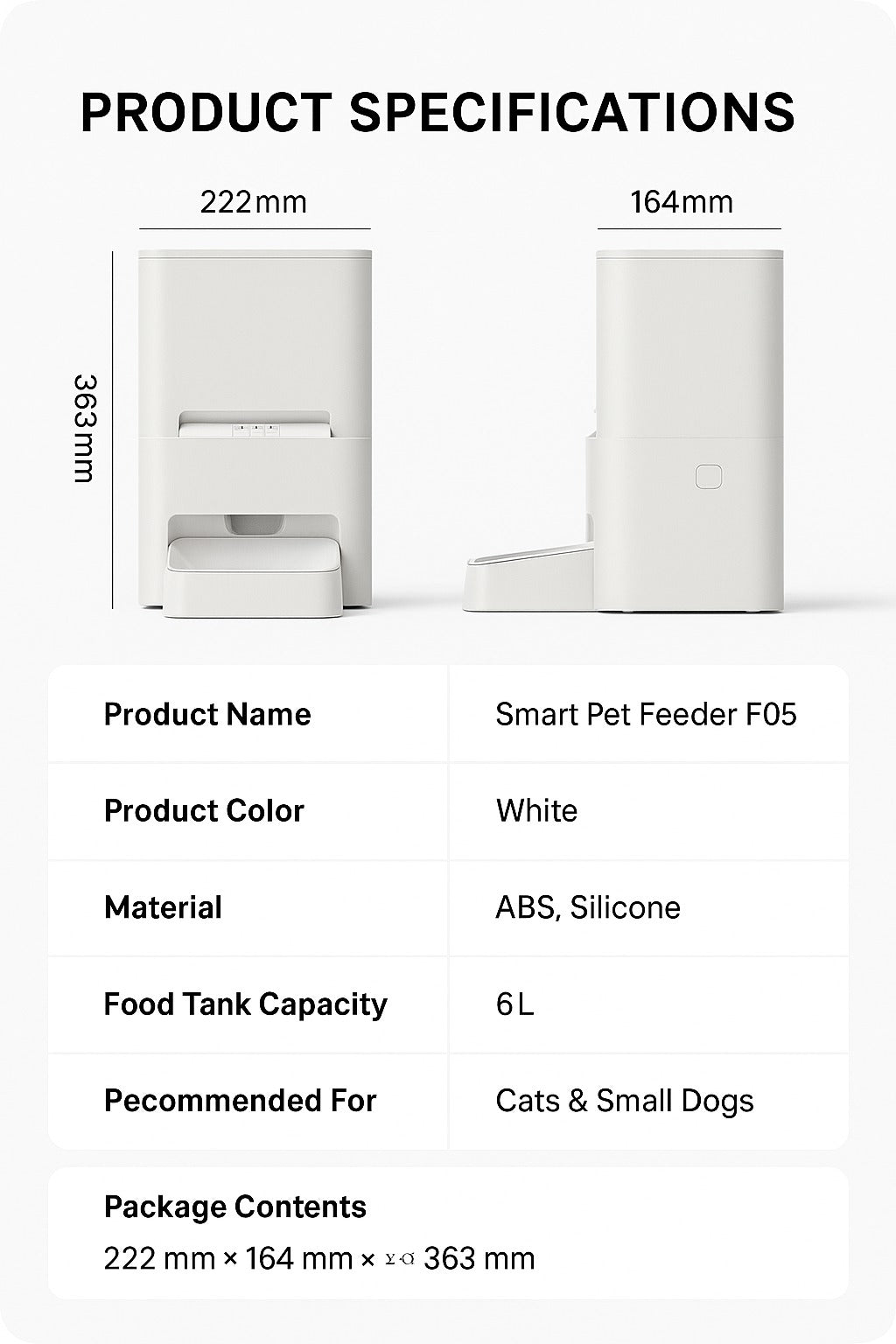 Smart Automatic Pet Feeder, 6L Dual-Band WiFi, for Cats & Dogs