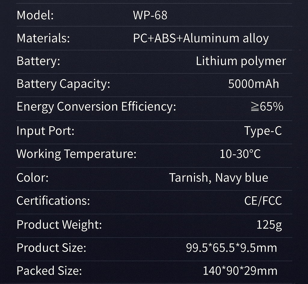 Ultra-Thin Magnetic Wireless Power Bank 5000mAh