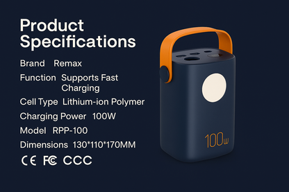 60000mAh 100W Outdoor Power Bank with Light