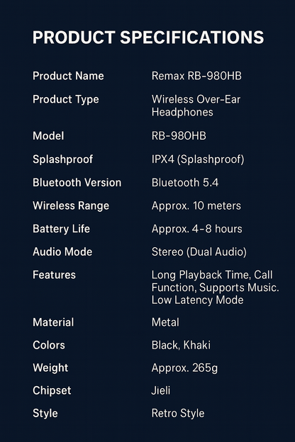 Metal ANC Wireless Over-Ear Bluetooth Headphones
