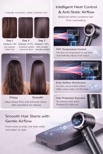 Professional High-Speed Ionic Hair Dryer with Brushless Motor