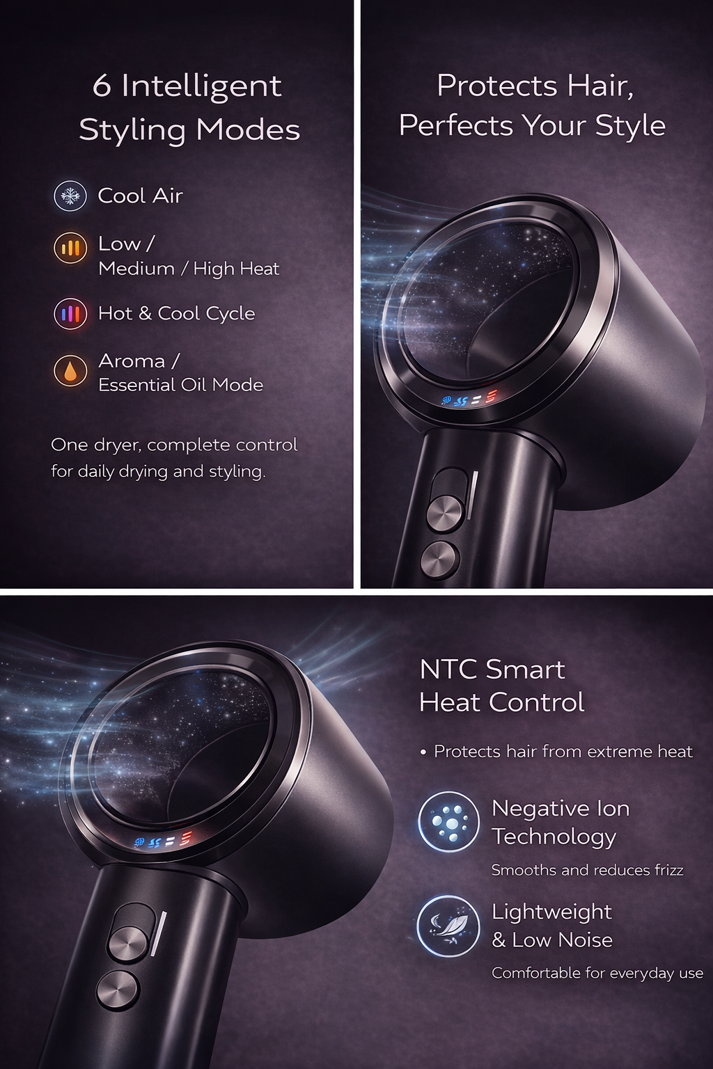 Professional High-Speed Ionic Hair Dryer with Brushless Motor