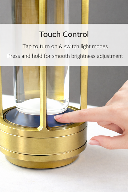 All-Aluminum Touch Control LED Ambient Table Lamp Rechargeable • USB Powered • Bedside & Dining Table Light