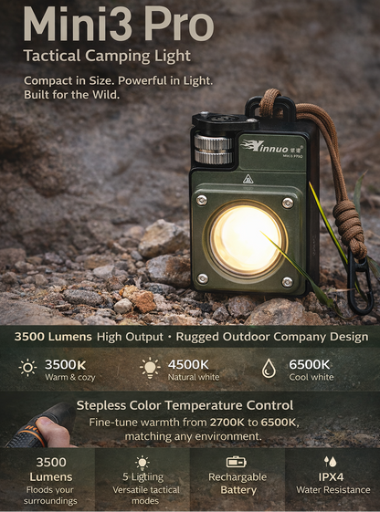 Mini3-PRO Tactical Camp Light – Ultra-Bright 3500LM, Long-Lasting Outdoor Lantern