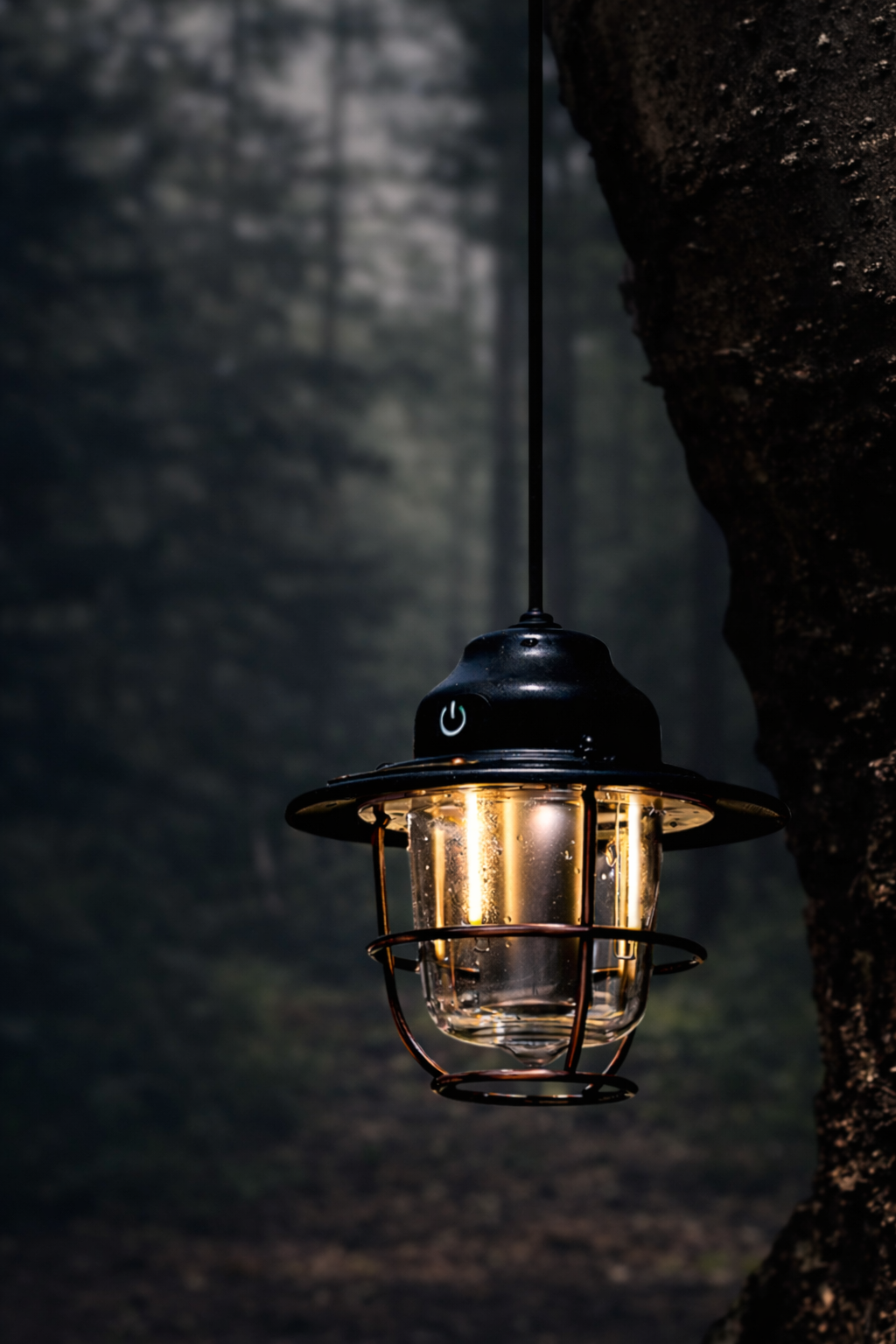 Vintage Pinecone Camping Lantern Rechargeable Hanging Light for Tents & Canopies