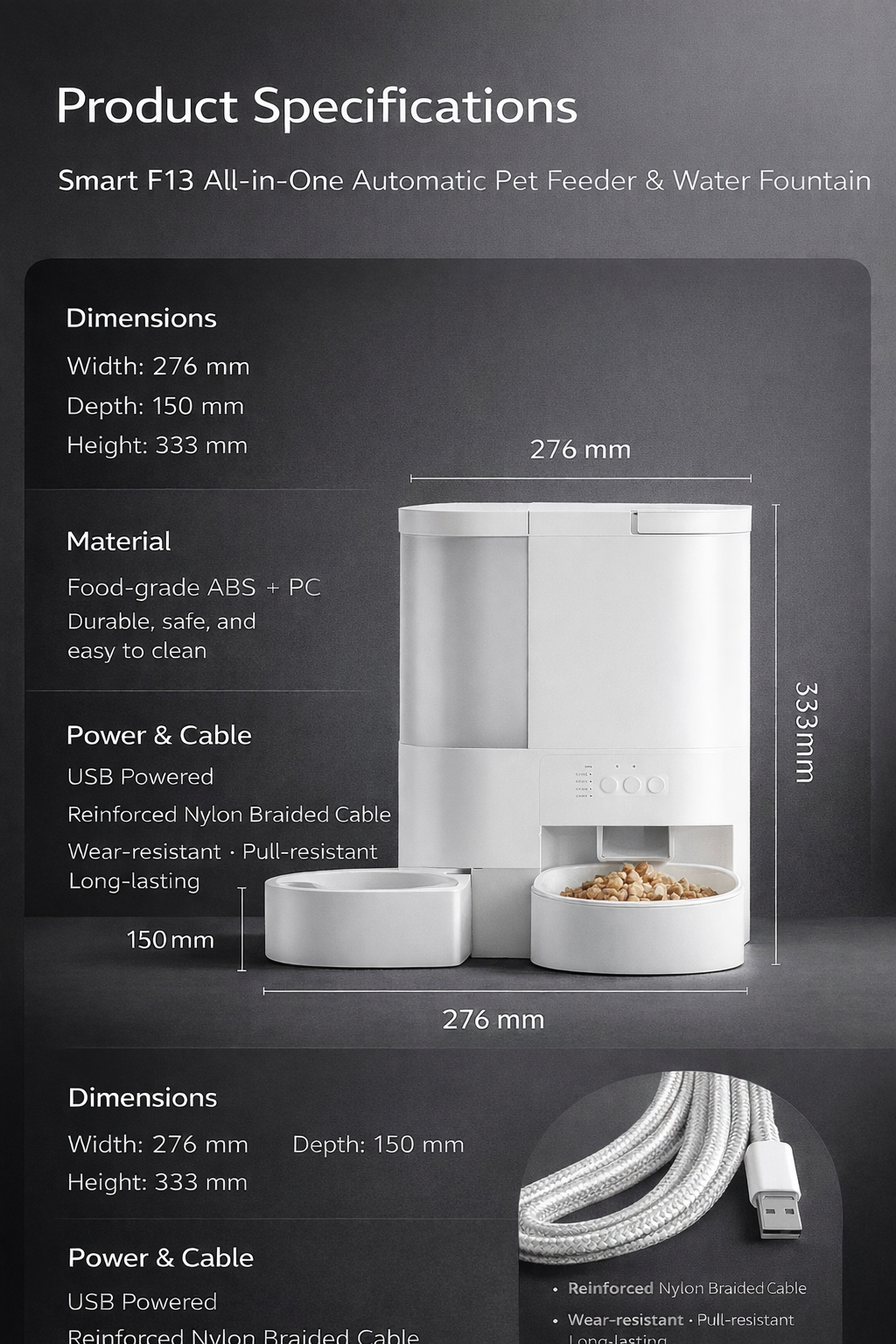 New All-in-One Automatic Pet Feeder and Water Dispenser for Cats & Dogs