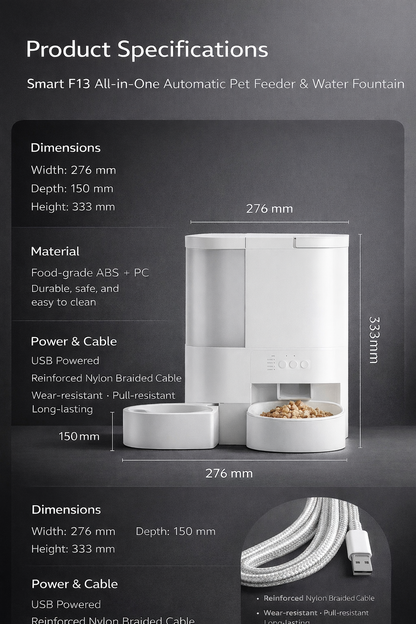 New All-in-One Automatic Pet Feeder and Water Dispenser for Cats & Dogs