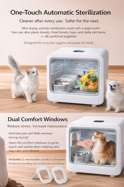 Smart Pet Drying Box 70L｜Quiet, Safe & Fully Automatic for Cats & Small Dogs