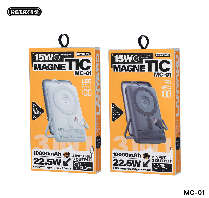 10000mAh Magnetic Wireless Power Bank with Built-in Stand & Fast Charging