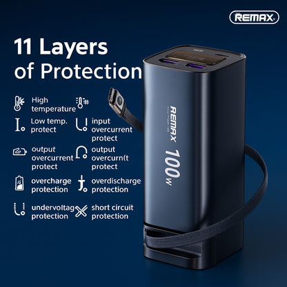 20000mAh 100W Smart Power Bank with Retractable Type-C Cable