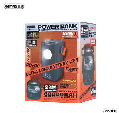 60000mAh 100W Outdoor Power Bank with Light