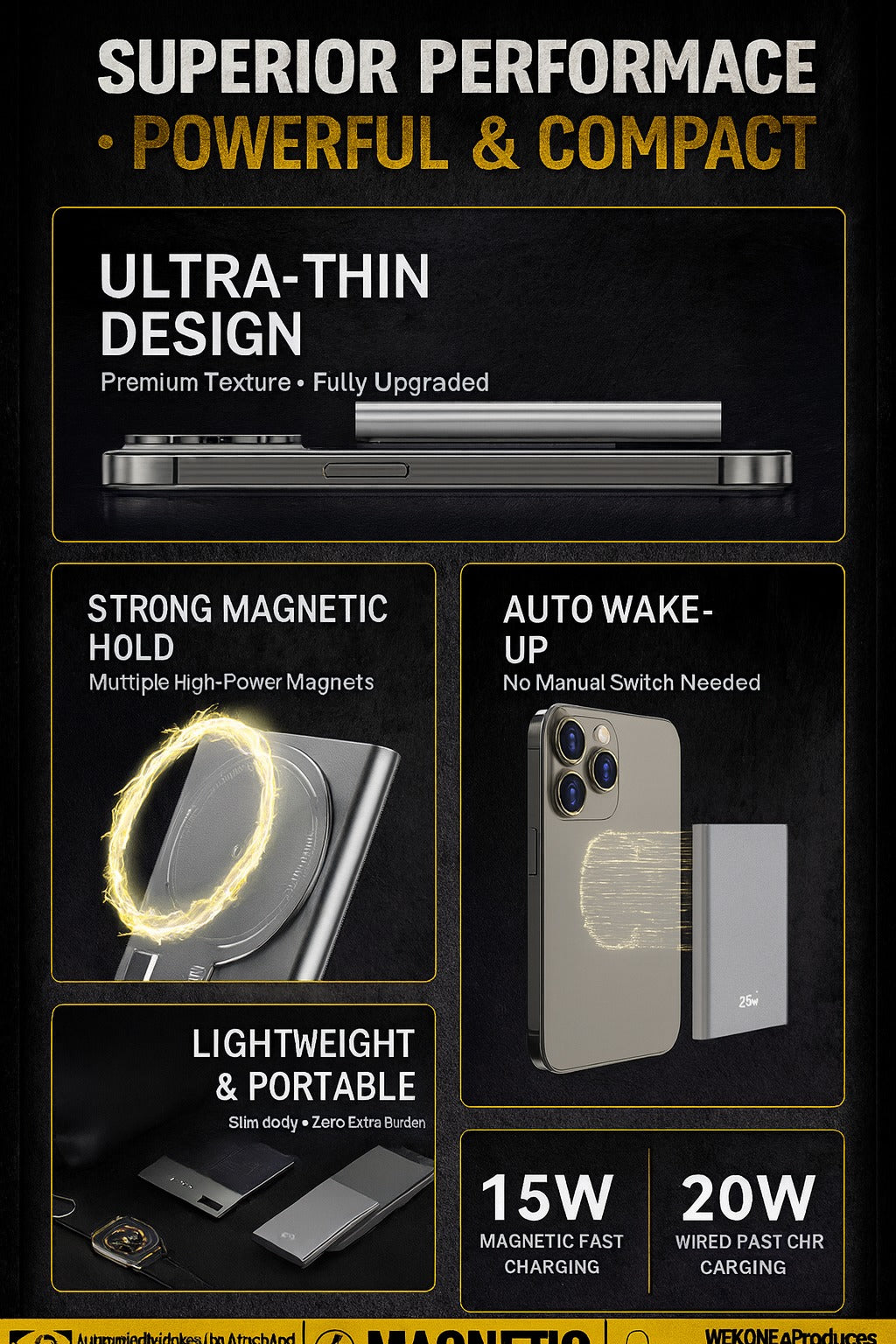 Ultra-Thin Magnetic Wireless Power Bank 5000mAh