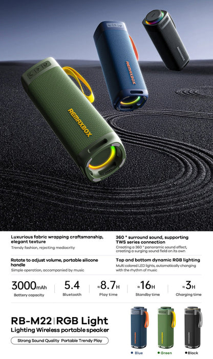 RGB Light Wireless Portable Bluetooth Speaker – High Sound Quality for Outdoor, Karaoke & Desktop Use