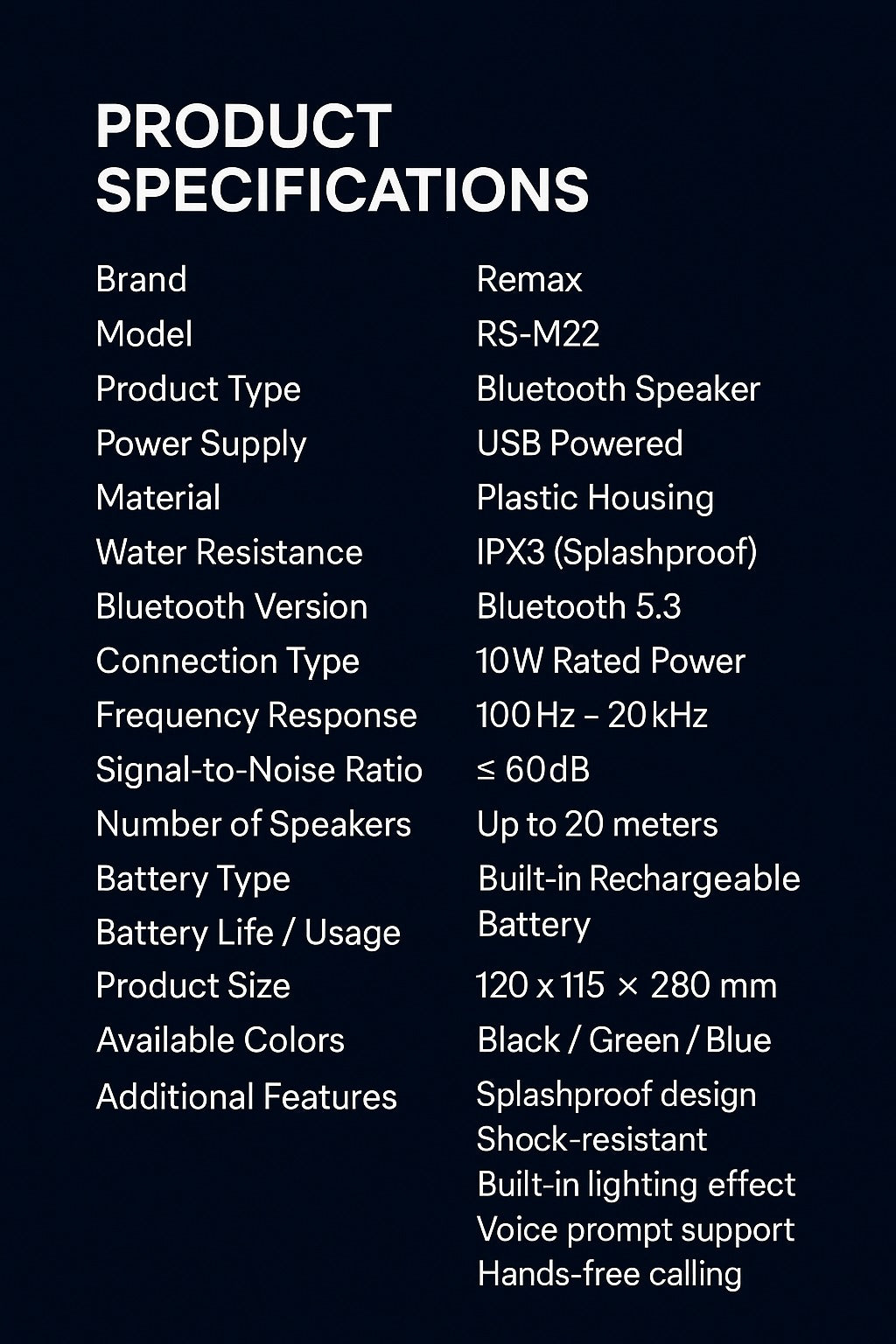 RGB Light Wireless Portable Bluetooth Speaker – High Sound Quality for Outdoor, Karaoke & Desktop Use